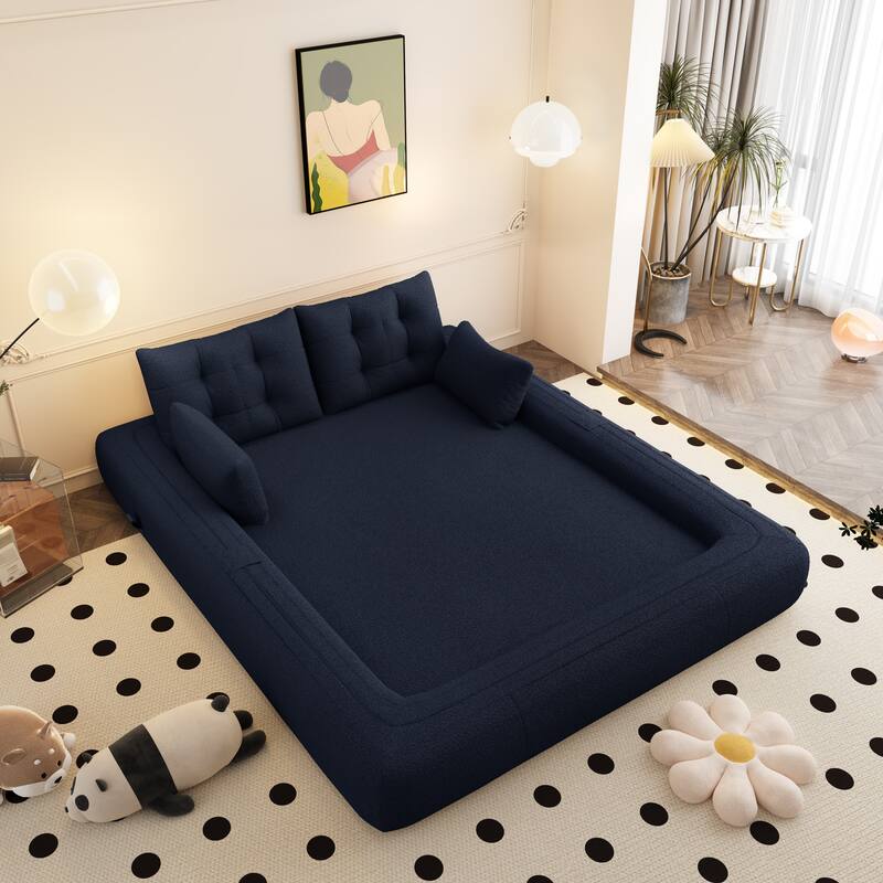 GDFStudio - Teddy Fabric 78.7" Multi-Functional Foldable Sofa Bed