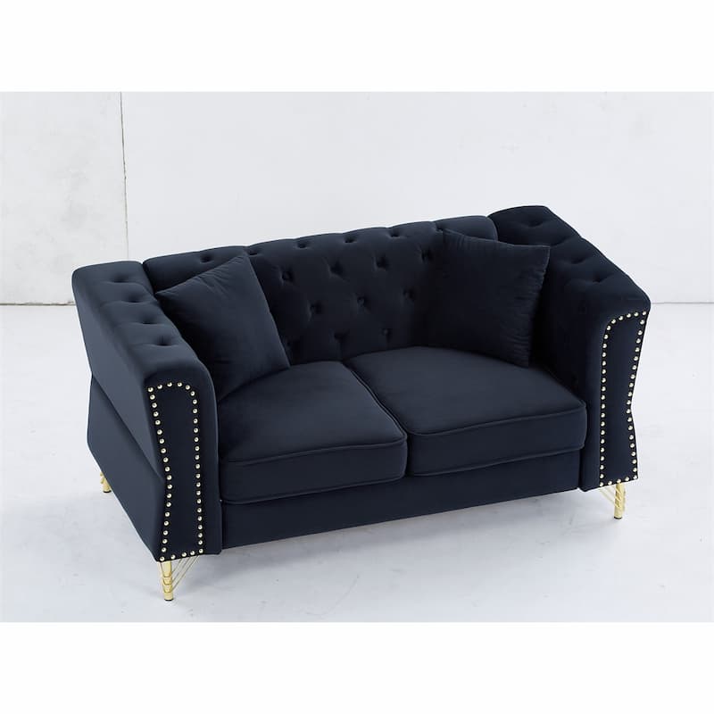 2 Seater Sofa Tufted Couch with Metal Foot and Nailhead