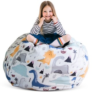 Creative QT Stuff 'n Sit XL 38'' Bean Bag Storage for Stuffed Toys, Dinosaur