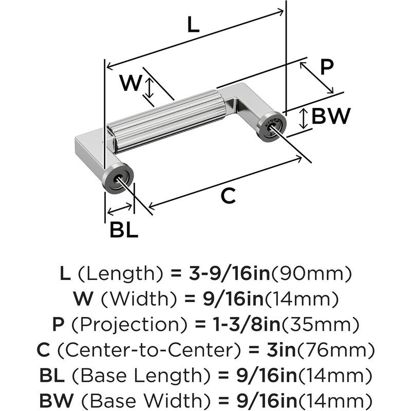 Amerock BP37642 Ballard 3" Center to Center Fluted Handle Cabinet Pull