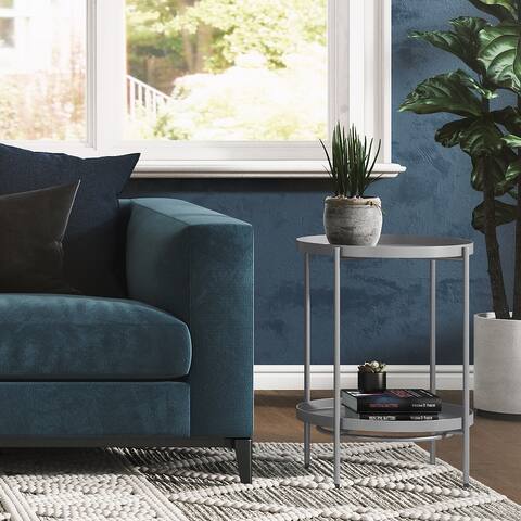 WYNDENHALL Lipton Industrial 17 inch Wide Metal Metal End Table - 16.9"w x 16.9" d x 22.2" h