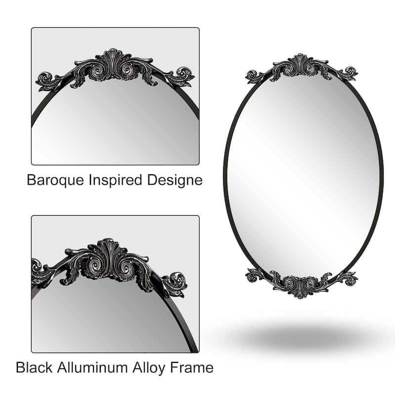 Oval Vintage Ornate Baroque Wall Mirror