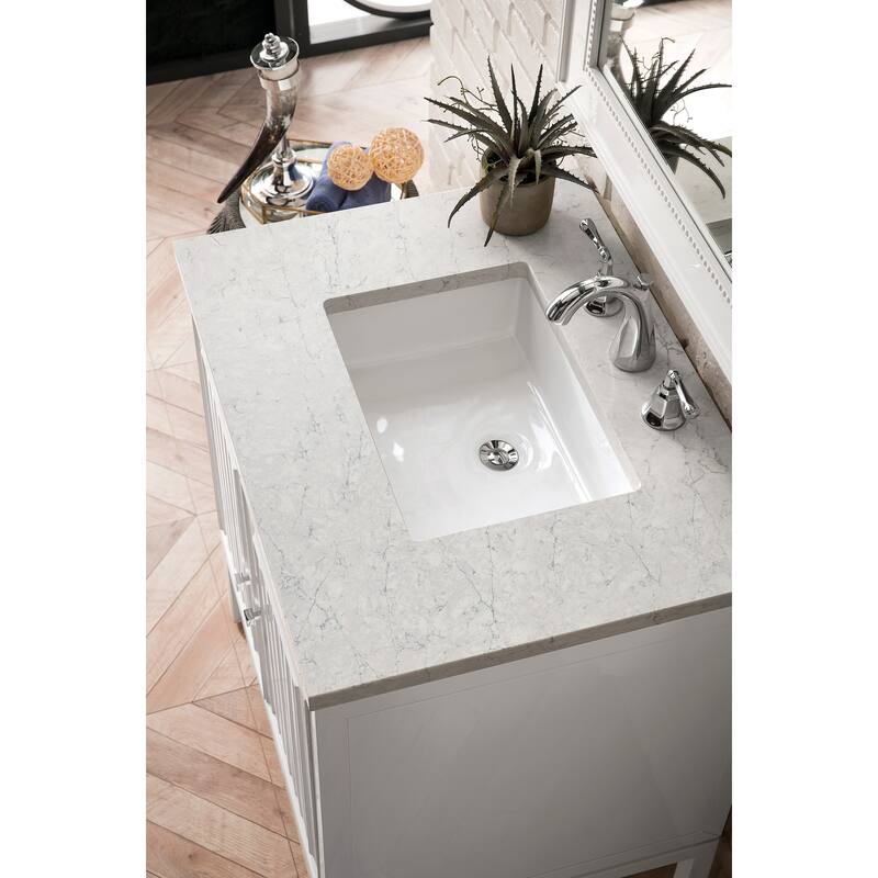 James Martin Vanities Athens 30" Single Vanity Cabinet, Glossy White - Eternal Jasmine Pearl Quartz