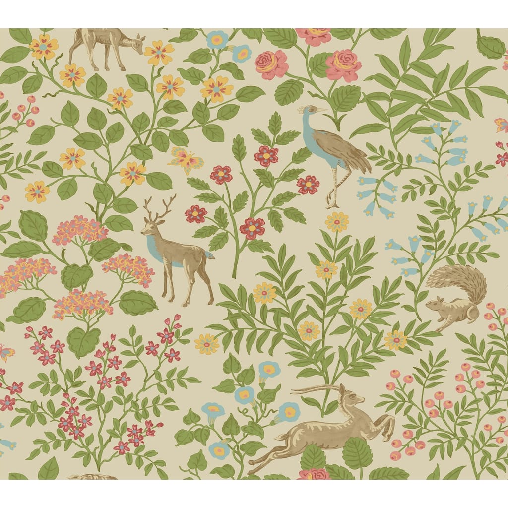 Erin & Ben Linen Woodland Floral Peel and Stick Wallpaper
