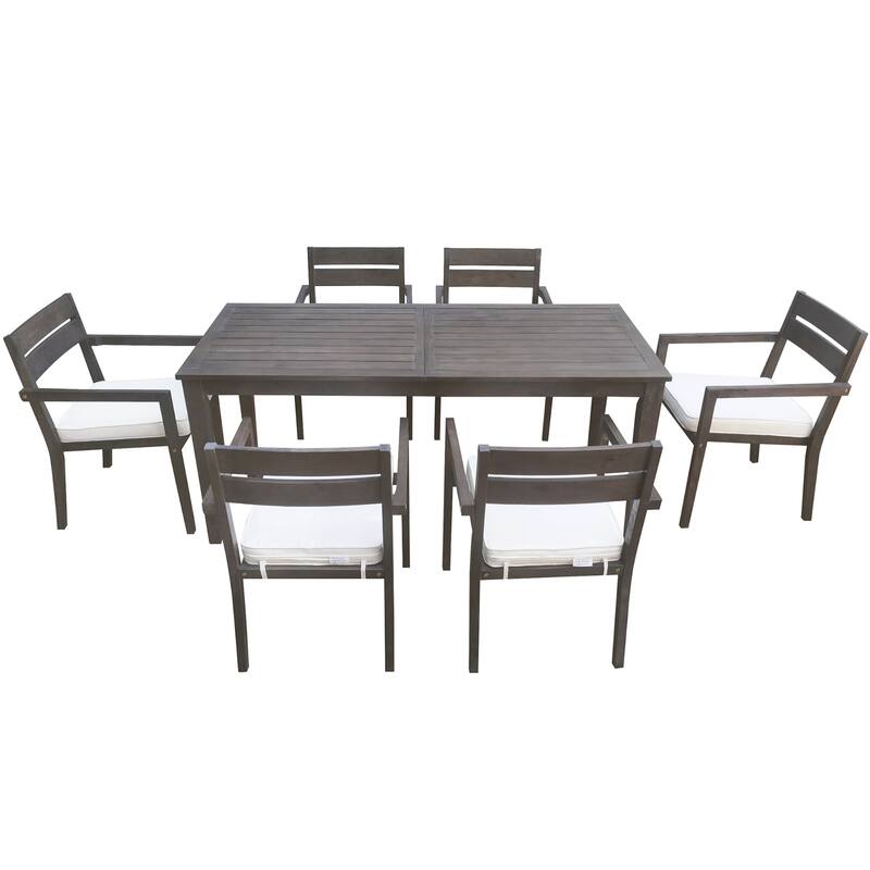 Wood Outdoor Dining Table And Chairs Suitable For Patio, Balcony Or Backyard