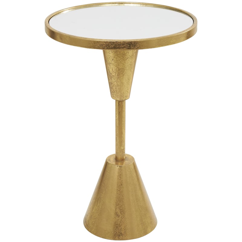 Metal Pedestal Base Accent Table with Mirrored Glass Top - Gold or Black - Roche River Decor - Gold