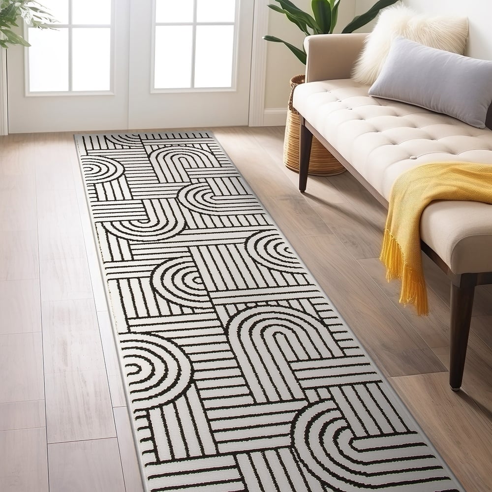 World Rug Gallery Contemporary Stripe Arch Design Durable Area Rug