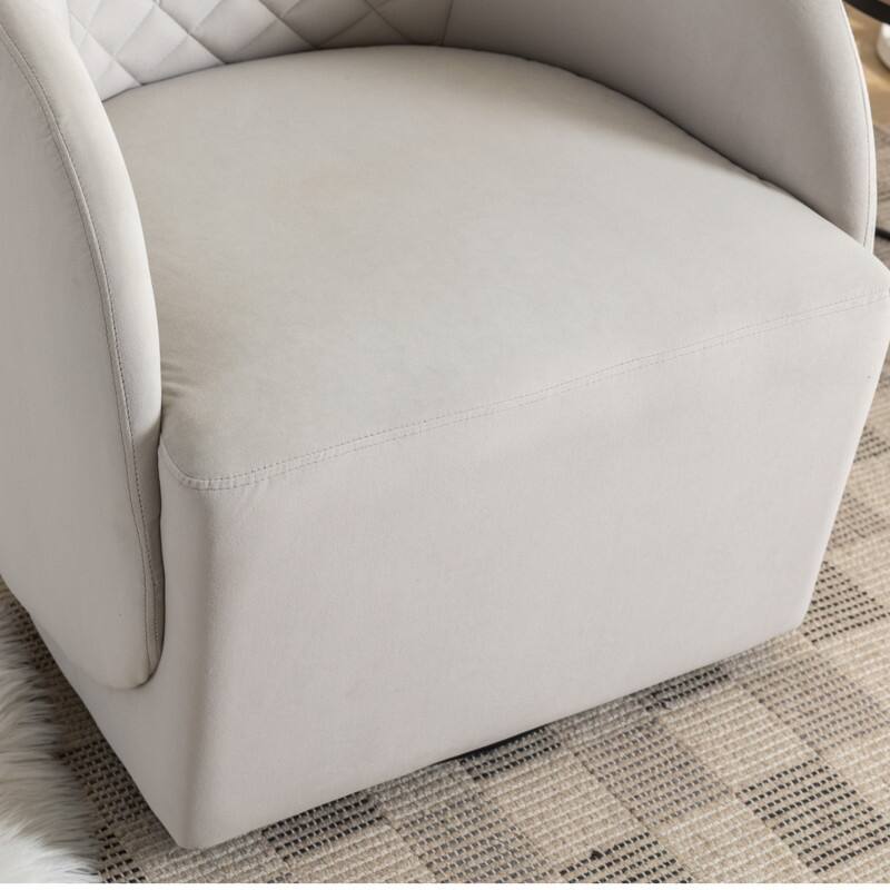 21.06"Seat Width Soft Velvet Fabric Swivel Chair For Living Room