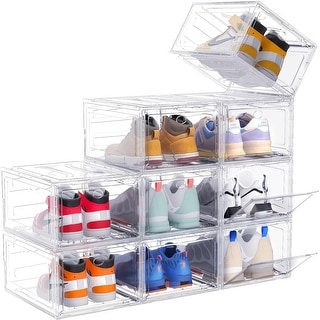 Solid Plastic Shoe Box with Magnetic Front Door, Stackable, Closet ...