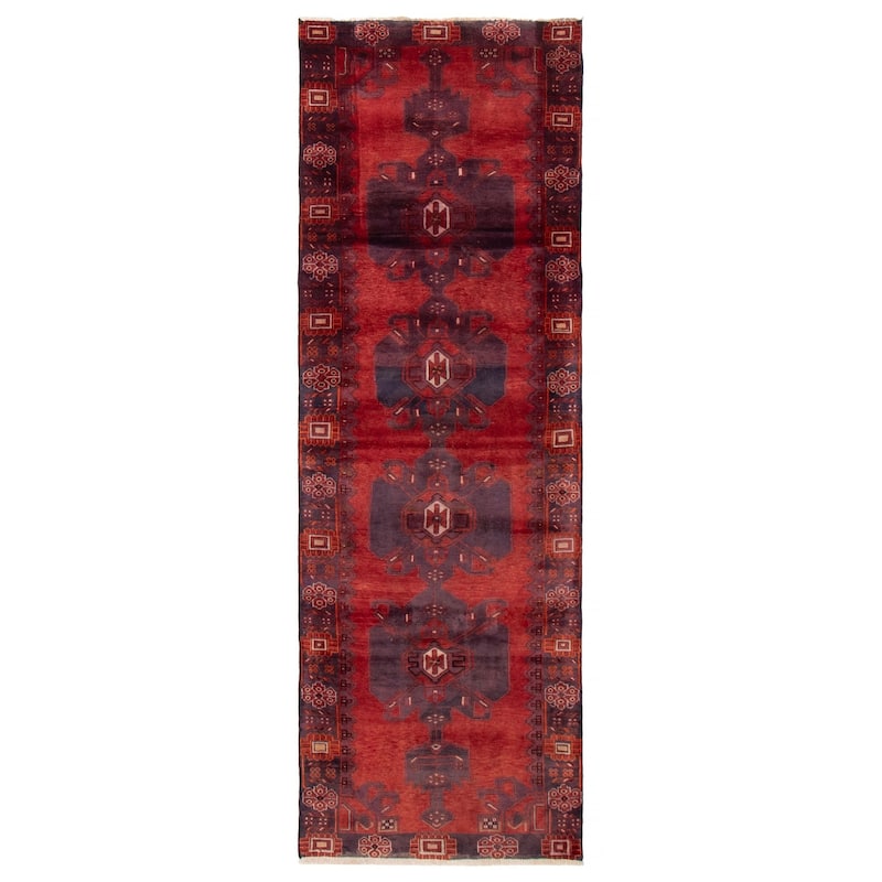 ECARPETGALLERY Hand-knotted Andelz Red Wool Rug - 3'6 x 10'1 - Red - 3'6 x 10'1