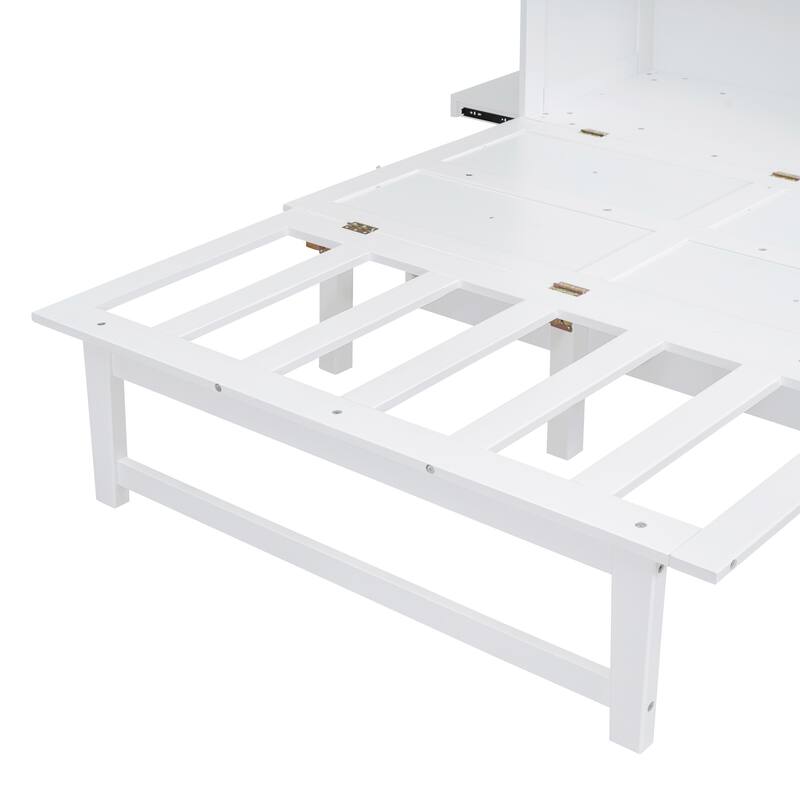 Murphy Bed Platform Bed with USB Port & Removable Shelves On Each Side