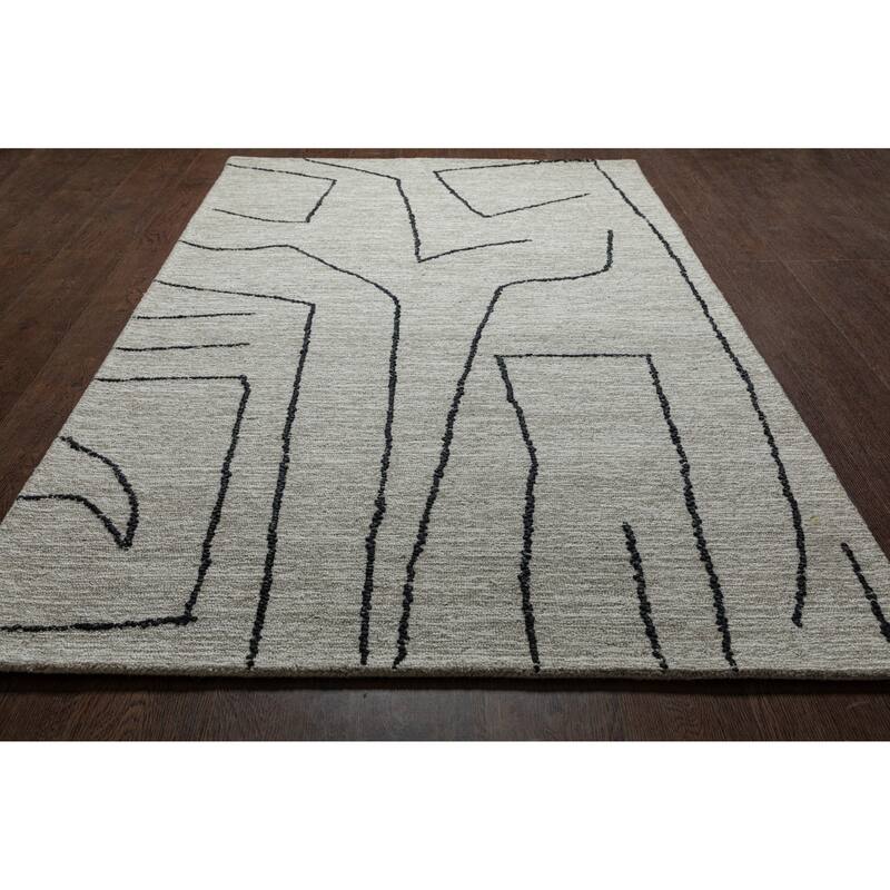 Abbey Valetta Natural, Brown, and Black Wool Handwoven Area Rug - 2' x 6' Runner