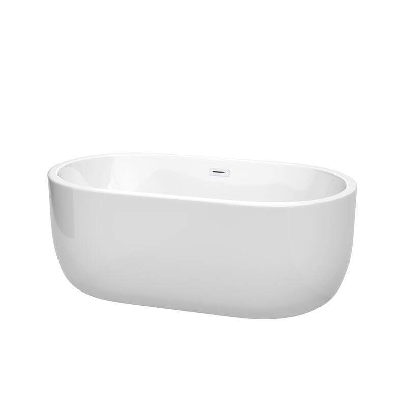 Wyndham Collection Juliette 60" Free Standing Acrylic Soaking Tub with - White / Shiny White Trim