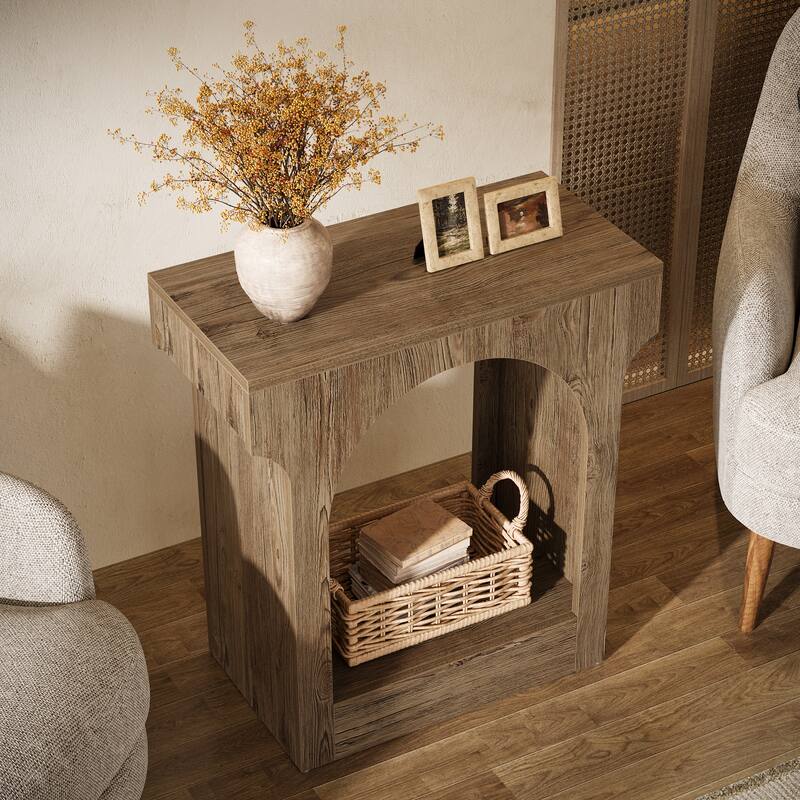 2 Tier Wood End Side Table with Storage Space for Living Room / Bedroom