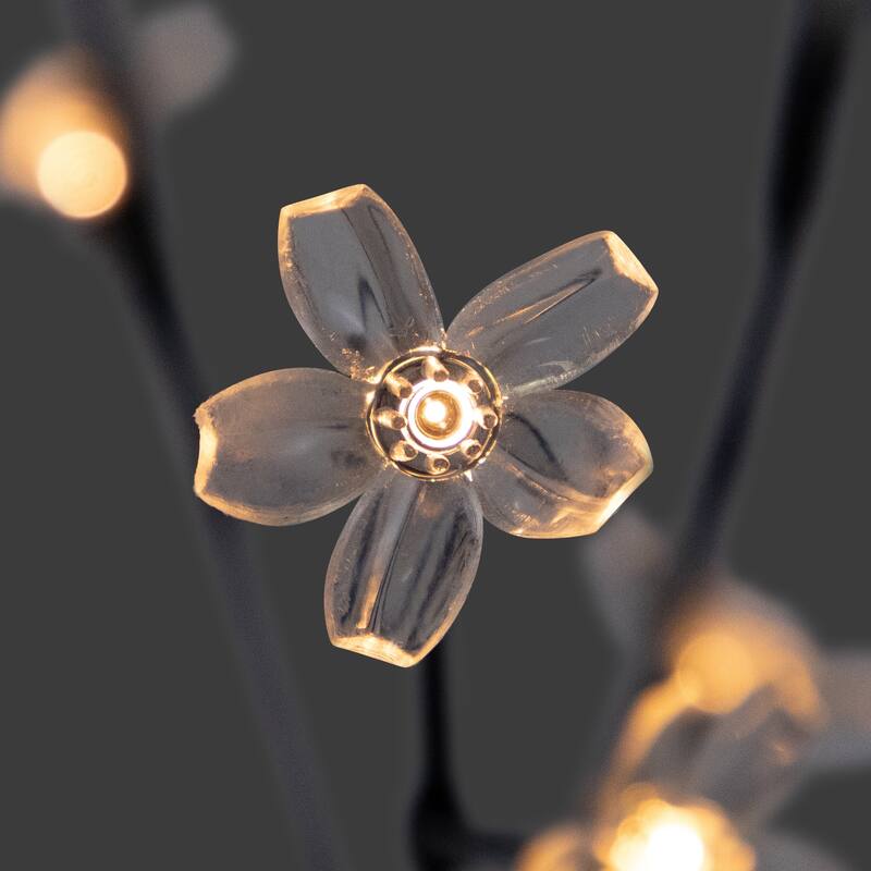 3 Cherry Blossom Artificial Tree Branches 2.5' Warm White LED Lights