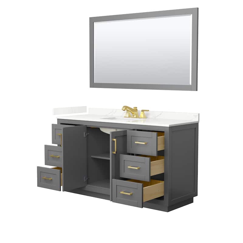 Miranda 60-inch Single Vanity, Quartz Top, 58-inch Mirror