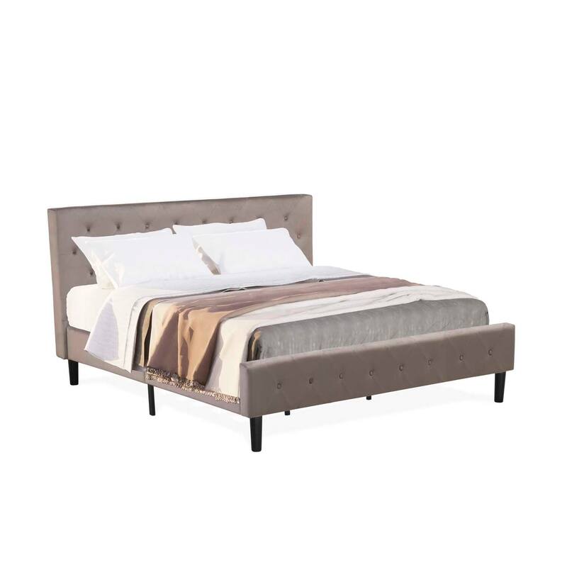 Velvet Platform Bed - Tufted Headboard & Footboard - Modern Bedroom Furniture