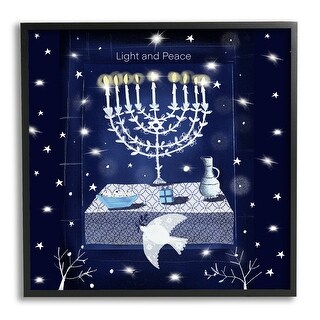 Stupell Light & Peace Menorah Stars Framed Giclee Art by Susse Linton
