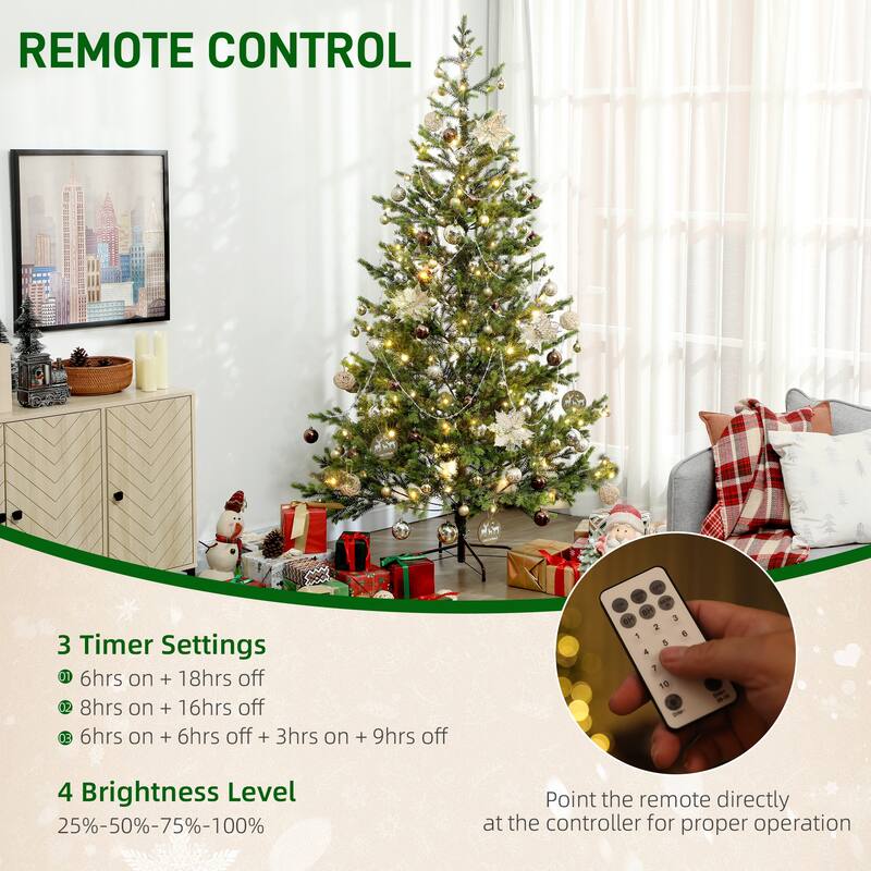 Green PE Steel 7.5ft LED Cedar Christmas Tree with 310 Lights - Dia. 48" x 90" H