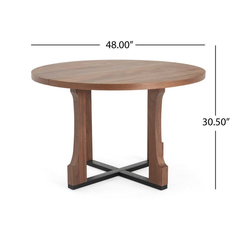 48-inch Round Dining Table for 4 - Farmhouse Pedestal Base Kitchen Table
