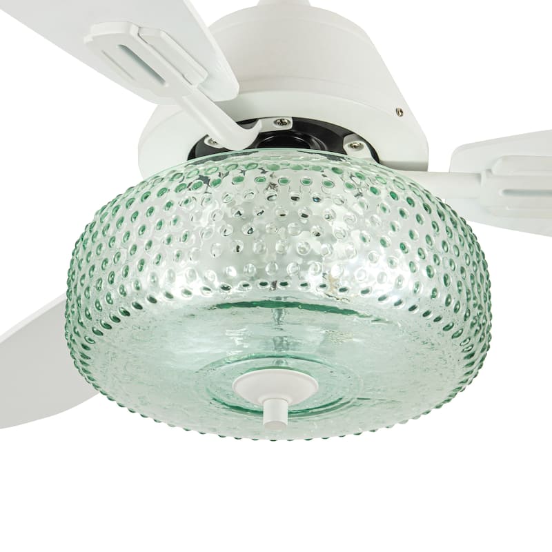 Lottie River of Goods 3-blade 42-inch Modern Indoor Ceiling Fan with Green Hand-Blown Glass Shade and Remote Control