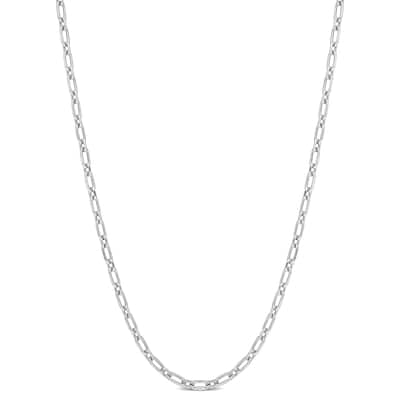 Miadora Sterling Silver Diamond Cut Figaro Rolo Necklace