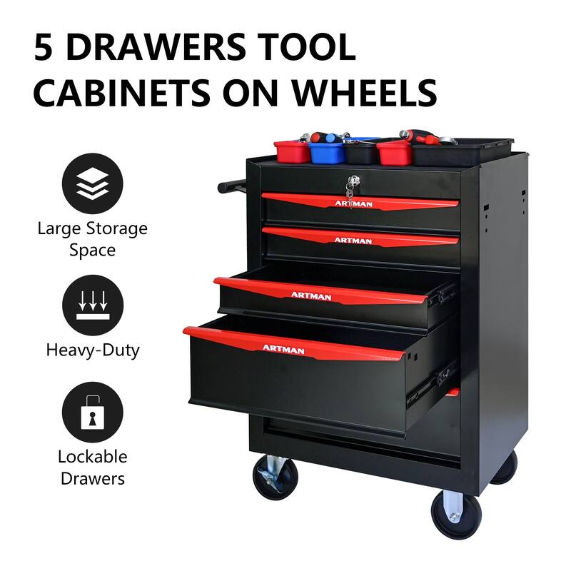 20" Rolling Metal Tool Chest with 5 Drawers for Garage & Workshop