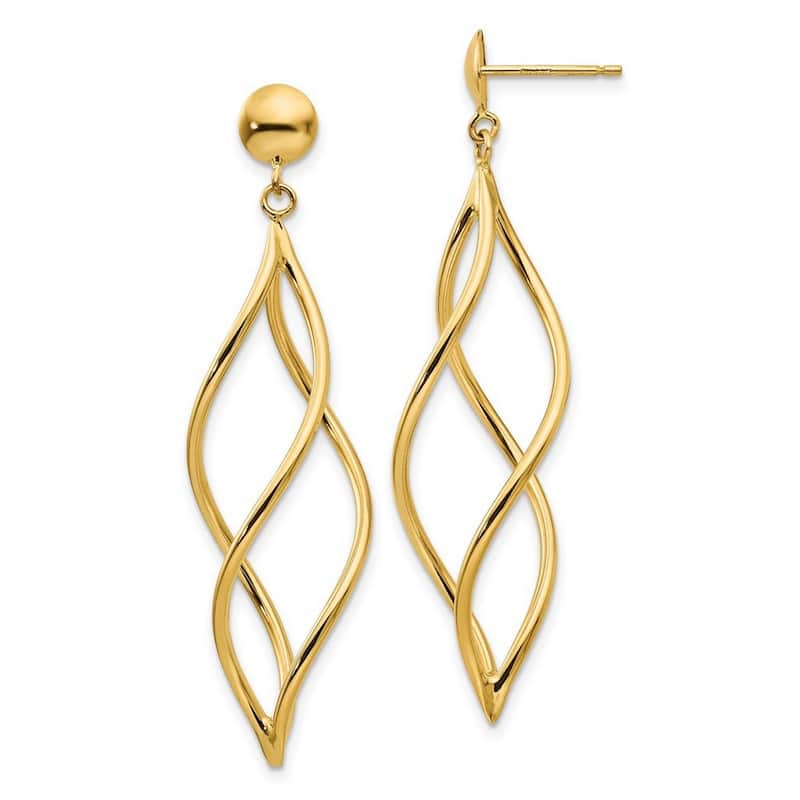 Curata 10k Yellow Gold 51x12mm Infinity Swirl Post Earrings