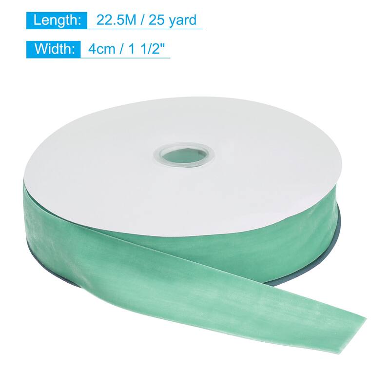 Velvet Ribbon 1 1/2 Inch Single Face Spool Silky for DIY Crafts - Light Green - 25 Yard