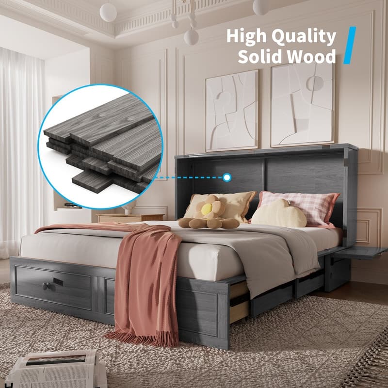 Mixoy Murphy Bed Chest with Mattress and Storage