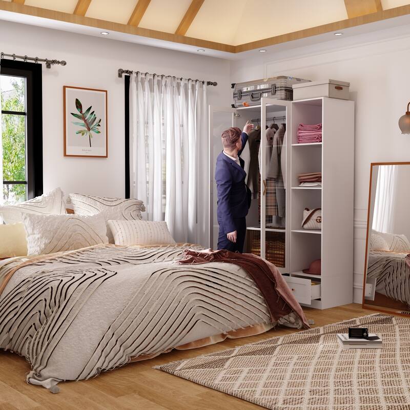 Storage Armoires Modular Wardrobe Collection Combo Cloest Cabinet - 47.2"-2Doors