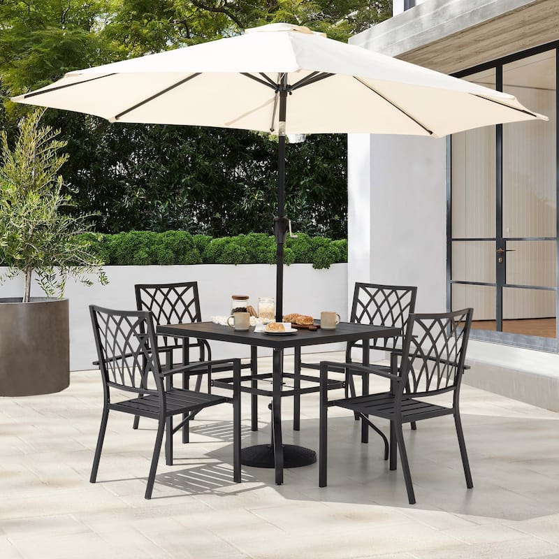 Outdoor 5-Piece Dining Set, Stackable Chairs and 37'' Table - 37 inches table