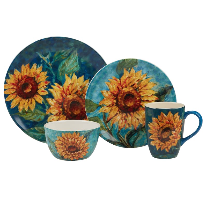 Certified International Golden Sunflowers 16-piece Dinnerware Set, Service for 4