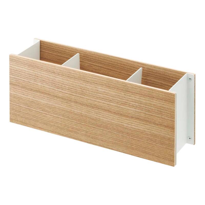 Yamazaki Home Desk Organizer - Two Sizes, Steel and Wood, Small - L 2.76 x W 9.84 x H 4.02 inches