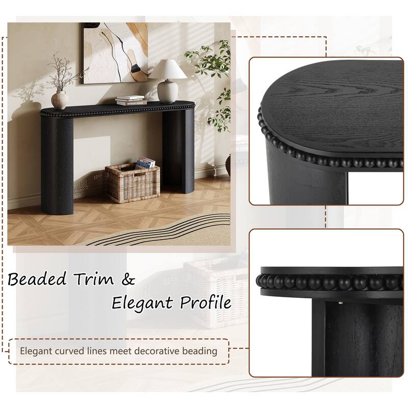 Roomfitters Vintage Console Table with Beaded Trim, Curved Legs, Wood Veneer Accent for Entryway or Living Room