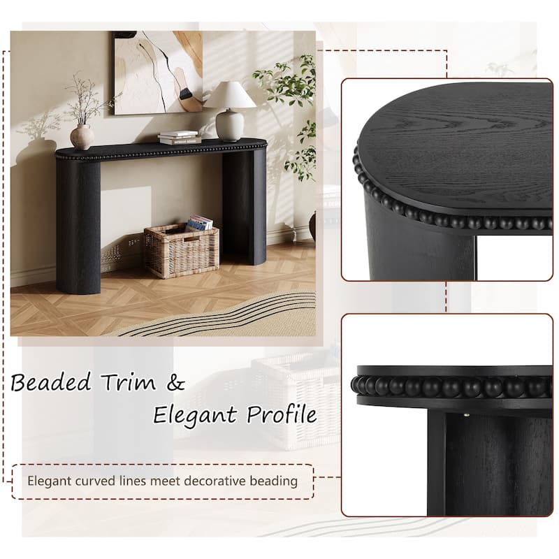 Vintage Console Table Entryway Accent Table with Beaded Trim and Reversible Curved Legs, for Hallway, Living Room