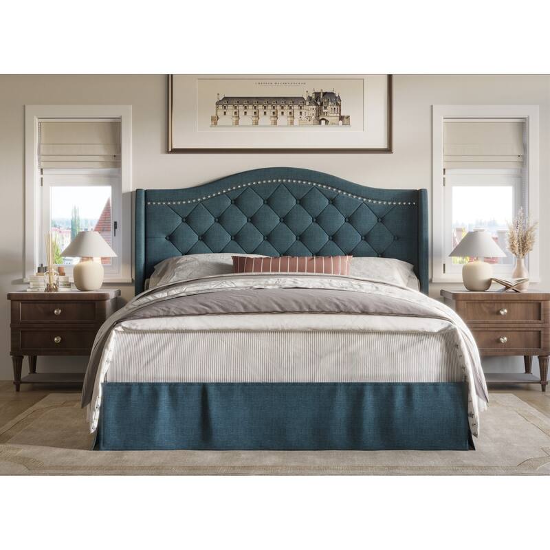 Eleanor Tufted Upholstered Platform Bed - Denim Blue - Queen
