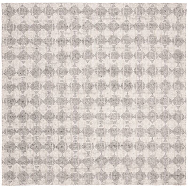 SAFAVIEH Handmade Natura Mariechen Wool Rug - 6' Square - Silver/Ivory