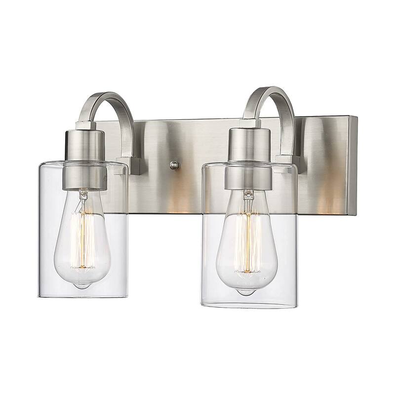 Bathroom Vanity Light Fixtures - Farmhouse Wall Light for Bathroom - 2-Light - Brushed Nickel