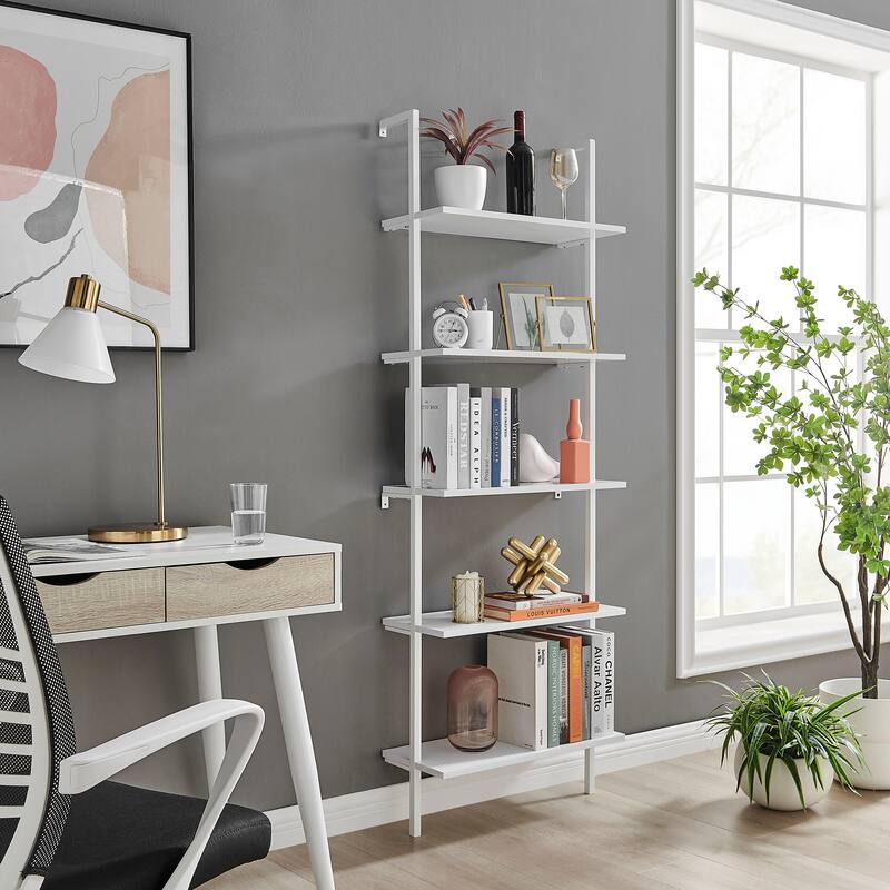 Danya B. Everett 5-Tier Open Display Stand Wall Mount Modern Metal Frame Ladder Shelf