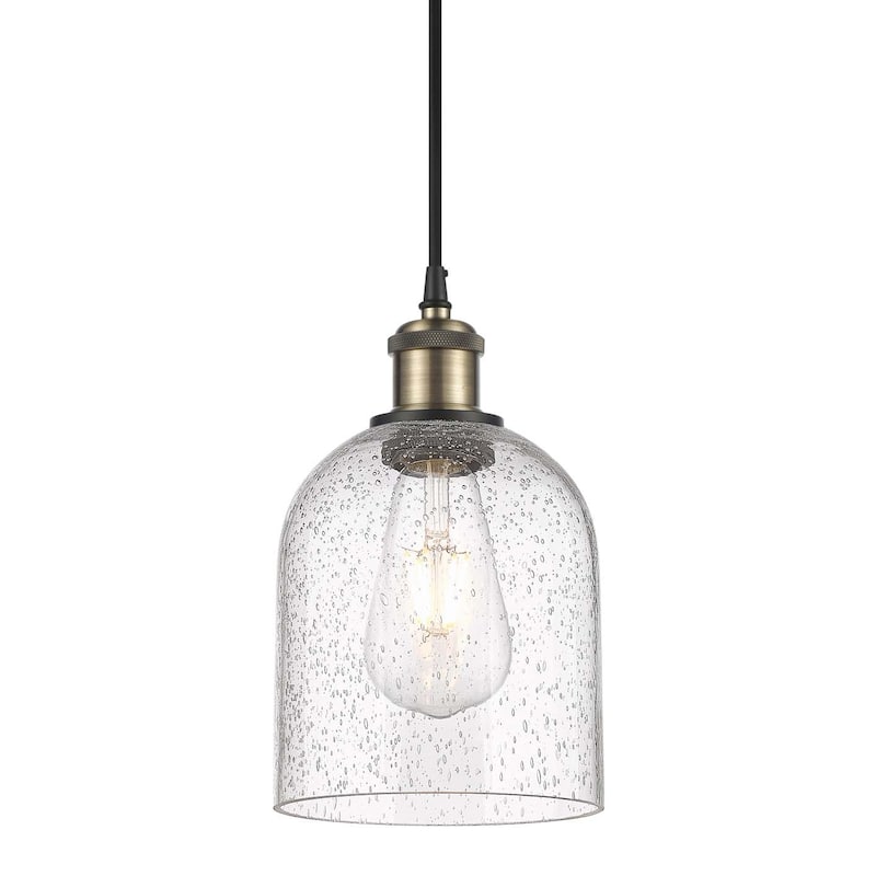 Innovations Lighting 516-1P-10-6 Bella Pendant Bella 6" Wide Mini - Black Antique Brass / Seedy