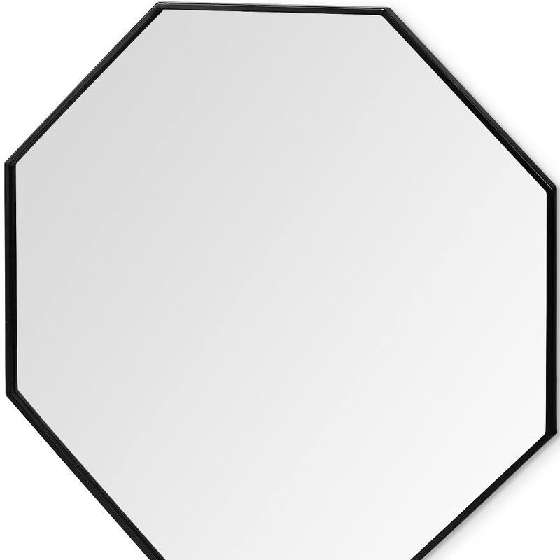 HomeRoots 38" Black Octagon Metal Framed Bathroom Vanity Mirror - 37.59' X '37.99' X '2.95