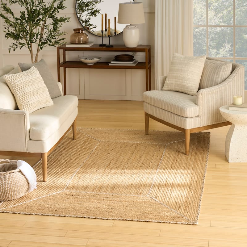Nourison Terrazzo Jute Indoor only Solid Area Rug - 6' x 9' - Natural