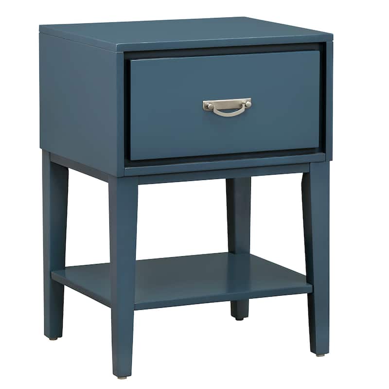 Niko 1-Drawer Side Table with Shelf iNSPIRE Q Modern - Blue Steel