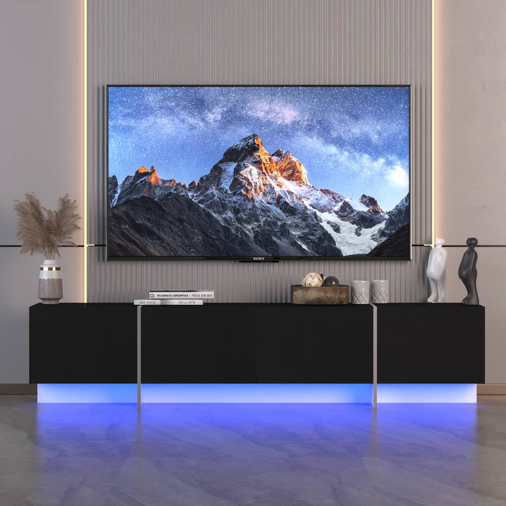 Black 75" TV Console with RGB Lights & Storage for TVs Up to 70"