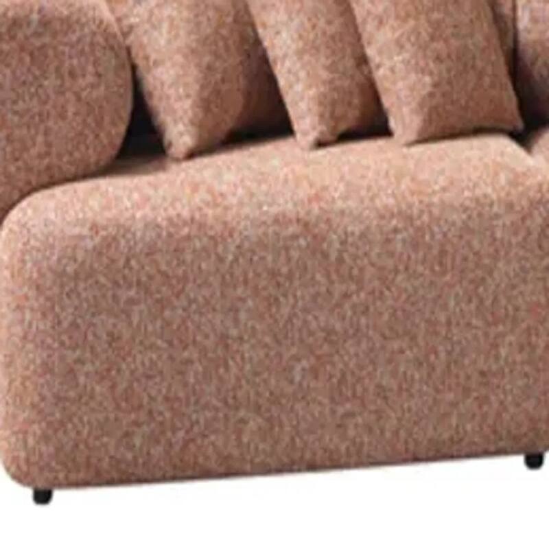 HomeRoots Orange Boucle Modular Curved Three Piece Sectional With Toss Pillows