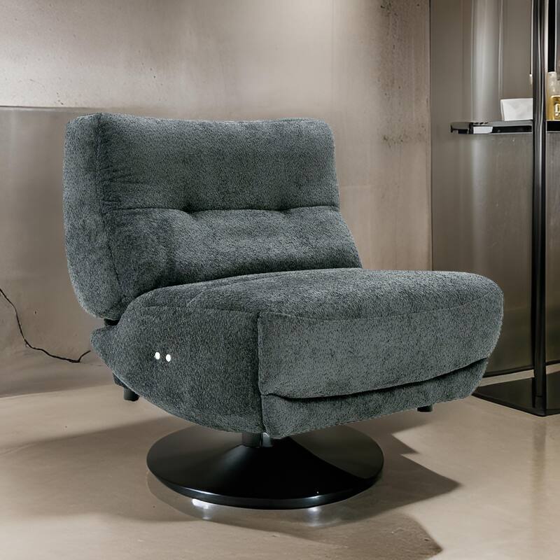 Ani 43 Inch Large Power Electric Recliner Chair, Modern Dark Gray, Black