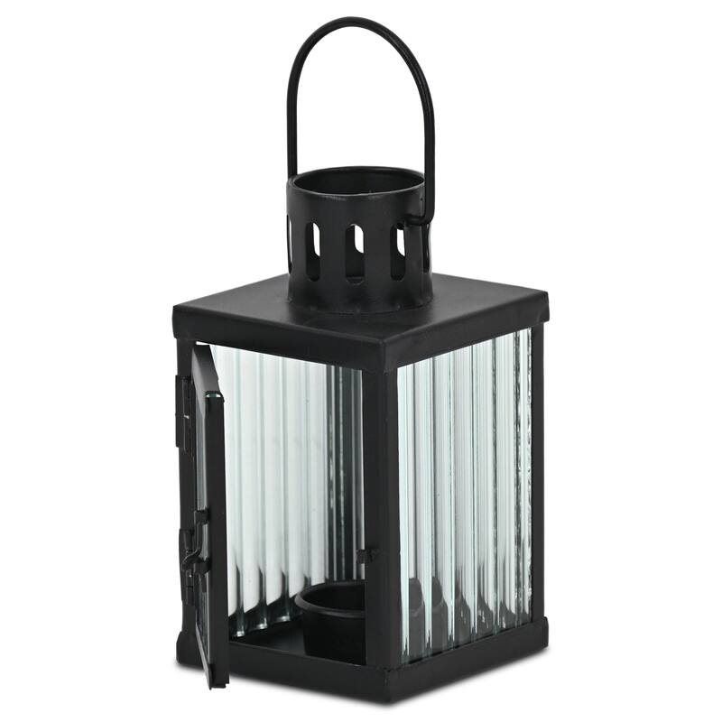 Marzanna 6.75" Fluted Glass & Metal Lantern - N/A
