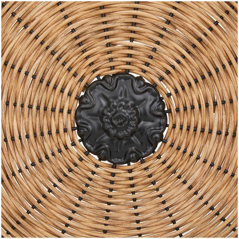 Metal Geometric Wrapped Plate Sculpture with Black Stand - Brown - Roche River Decor - 5"W x 17"L x 21"H