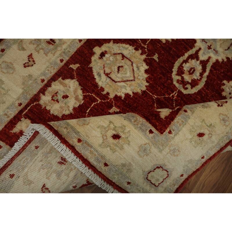 Hand Knotted Oriental 100% Wool Carpet Traditional Floral Red Peshawar Runner Rug - 9' 9'' X 2' 9''